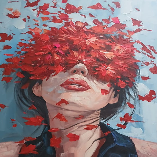 DAMA CON FLORES EN EL ROSTRO