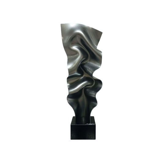 ESCULTURA DE PEDESTAL PLATEADA